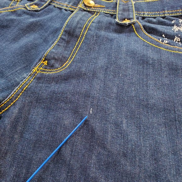 Clench Jeans Mens 36x32 Blue Denim Baggy Straight Leg Patchwork Grunge Vintage - Picture 3 of 16